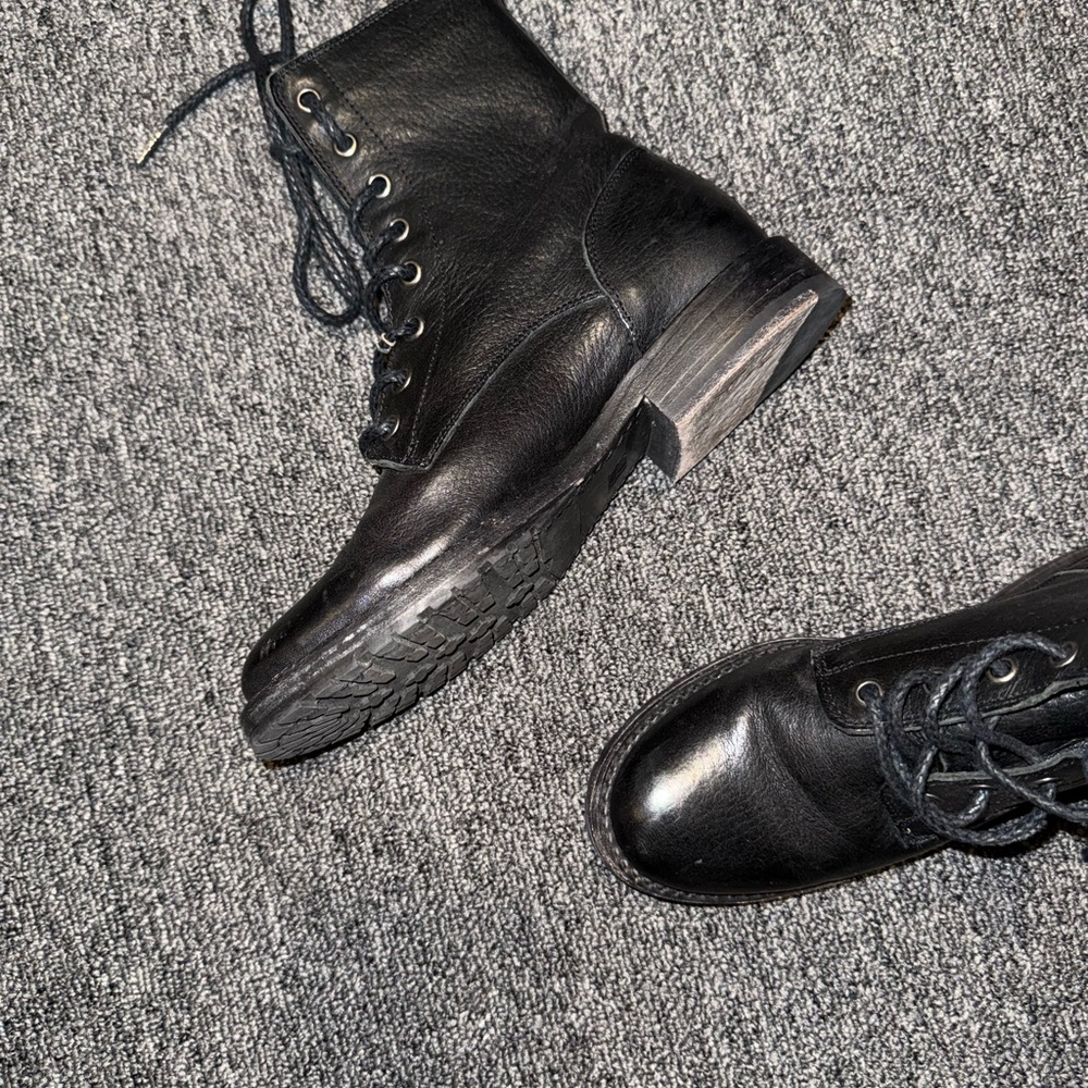 FRYE Veronica Flex Combat In Black Leather Lace-Up Boots - Picture 5 of 7